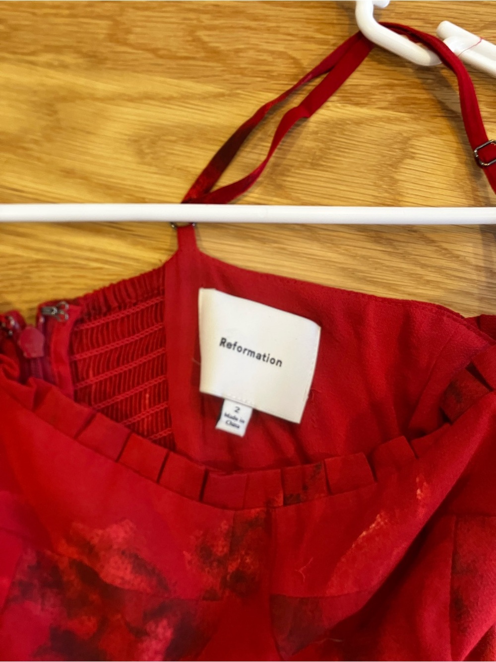Reformation Aiko Maxi Dress in Deep Red with Fringe - Picture 6 of 6